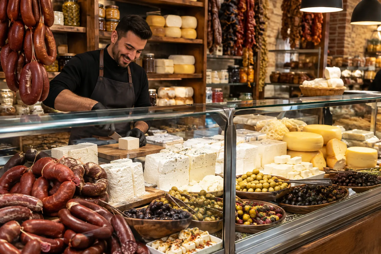 Deli counter at Bereket Marketplace